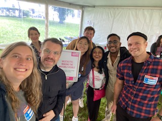 Photo of visitors to stand at Great Exhibilition Road Festival 2024